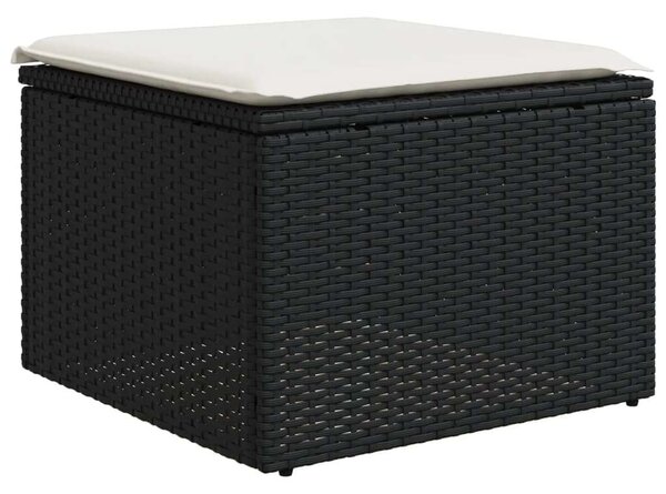 VidaXL 10 részes fekete polyrattan kerti ülőgarnitúra párnákkal