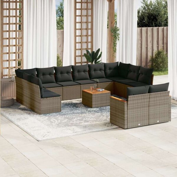VidaXL Polyrattan Kerti Ülőgarnitúra - 13 részes - Szürke