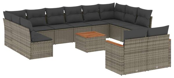 VidaXL Polyrattan Kerti Ülőgarnitúra - 13 részes - Szürke