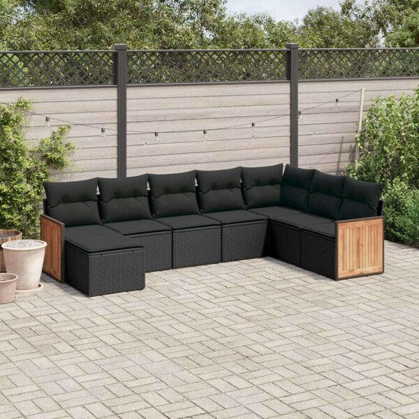 VidaXL Polyrattan Kerti Ülőgarnitúra - 8 részes, Fekete