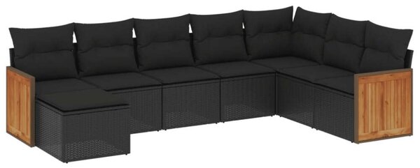 VidaXL Polyrattan Kerti Ülőgarnitúra - 8 részes, Fekete