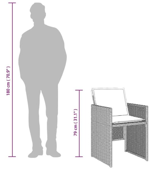 VidaXL Polyrattan Kerti Étkezőgarnitúra - 13 részes - Szürke