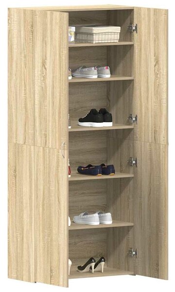 VidaXL Cipőszekrény polcokkal ajtóval Barna 80 x 35.5 x 180 cm Faanyag