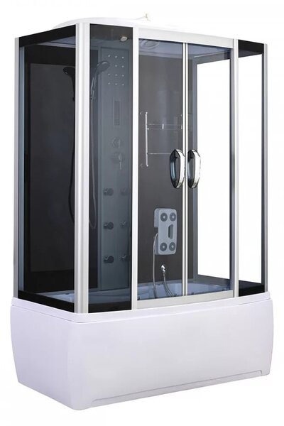 Emilia 85x150 cm hidromasszázs kádkabin elektronikával Black