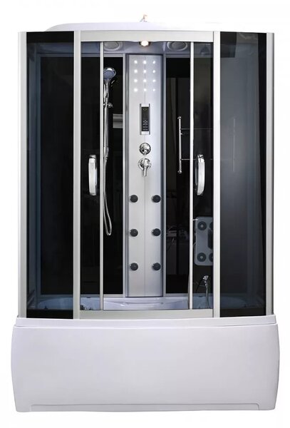 Emilia 85x150 cm hidromasszázs kádkabin elektronikával Black