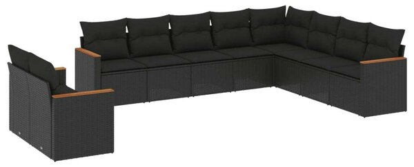 VidaXL Polyrattan Kerti Ülőgarnitúra - 10 részes - Fekete