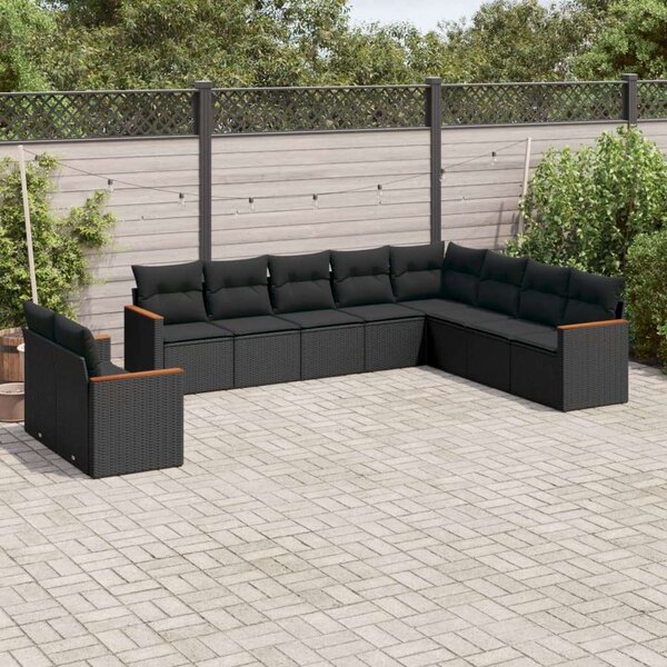 VidaXL Polyrattan Kerti Ülőgarnitúra - 10 részes - Fekete