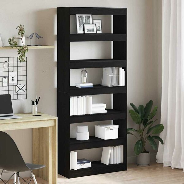 VidaXL Könyvszekrény polcokkal Musta tammi 80 x 30 x 198 cm Faanyag