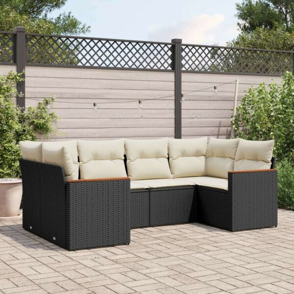 VidaXL Polyrattan Kerti Ülőgarnitúra - 6 részes - Fekete
