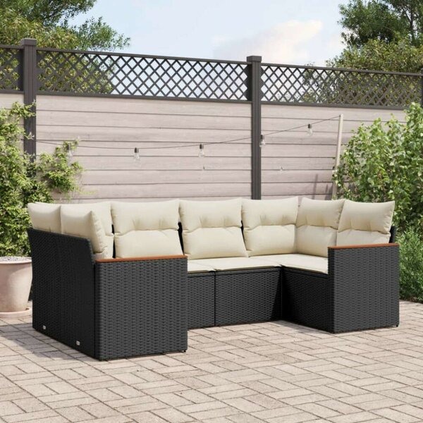 VidaXL Polyrattan Kerti Ülőgarnitúra - 6 részes - Fekete