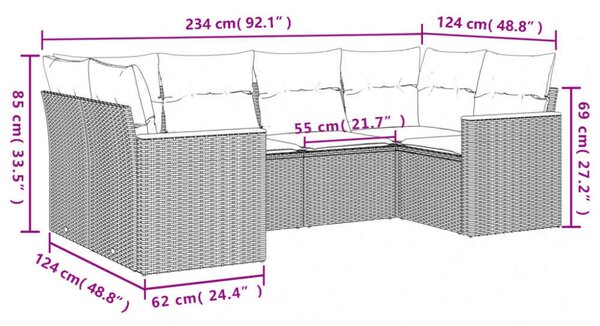 VidaXL Polyrattan Kerti Ülőgarnitúra - 6 részes - Fekete