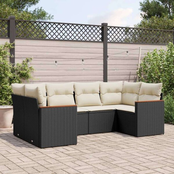 VidaXL Polyrattan Kerti Ülőgarnitúra - 6 részes - Fekete