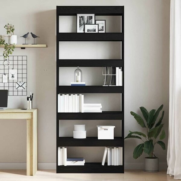 VidaXL Könyvszekrény polcokkal Musta tammi 80 x 30 x 198 cm Faanyag