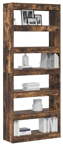 VidaXL Könyvszekrény polcokkal Füstölt tölgy 80 x 30 x 198 cm Faanyag