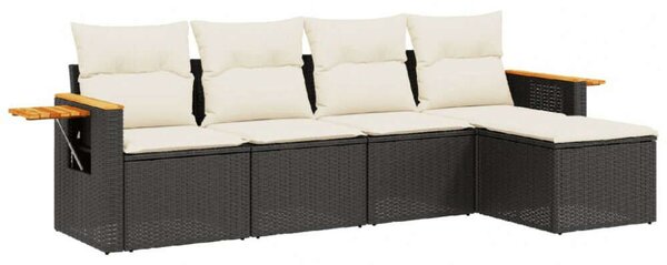 VidaXL 5 részes Kerti Kanapé Szett - Fekete Polyrattan