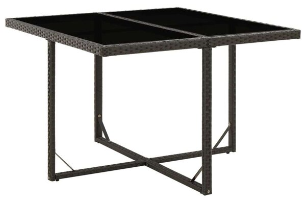 VidaXL fekete polyrattan és üveg kerti asztal 109 x 107 x 74 cm