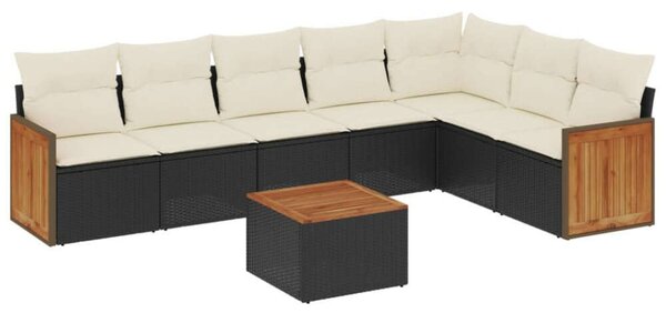 VidaXL 8 Részes Polyrattan Kerti Ülőgarnitúra - Fekete