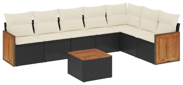 VidaXL 8 Részes Polyrattan Kerti Ülőgarnitúra - Fekete