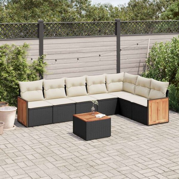 VidaXL 8 Részes Polyrattan Kerti Ülőgarnitúra - Fekete