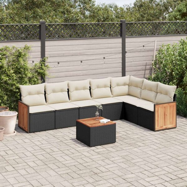 VidaXL 8 Részes Polyrattan Kerti Ülőgarnitúra - Fekete