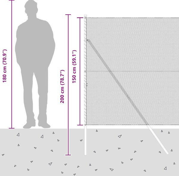 VidaXL Hatszögletű kerítés talajrögzítő 50 x 1,5 m PVC-bevonatos acél