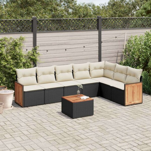 VidaXL 8 Részes Polyrattan Kerti Ülőgarnitúra - Fekete