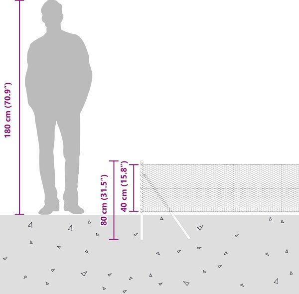 VidaXL Hatszögletű kerítés talajrögzítő 100 x 0,4 m PVC-bevonatos acél