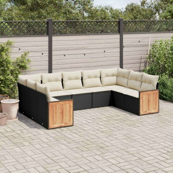 Polyrattan Kerti Ülőgarnitúra - 9 részes - Fekete