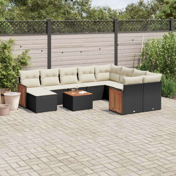 VidaXL Polyrattan Kerti Ülőgarnitúra - 11 részes - Fekete