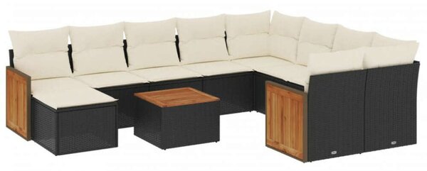 VidaXL Polyrattan Kerti Ülőgarnitúra - 11 részes - Fekete