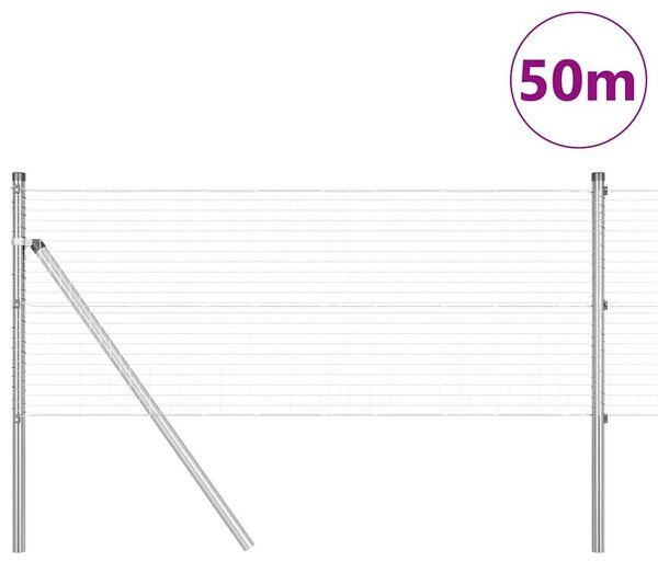 VidaXL Hegesztett dróthálós kerítés talaj rögzítés 50 x 0,4 m Ezüst