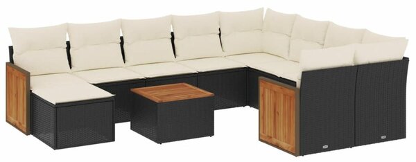 VidaXL Polyrattan Kerti Ülőgarnitúra - 11 részes - Fekete