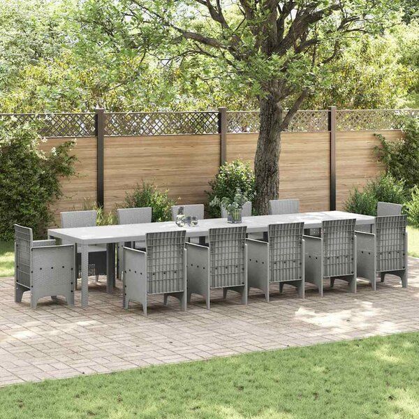 VidaXL Kerti Asztal Világosszürke 400 x 100 x 73 cm polirattan