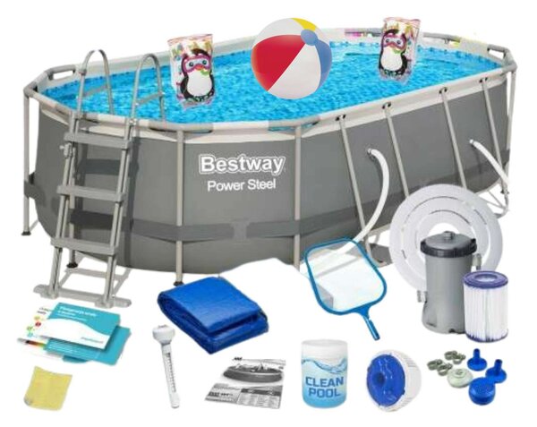 Bestway Power Steel 18in1 Fémvázas medence, kiegészítőkkel 427x250x100cm (56620)