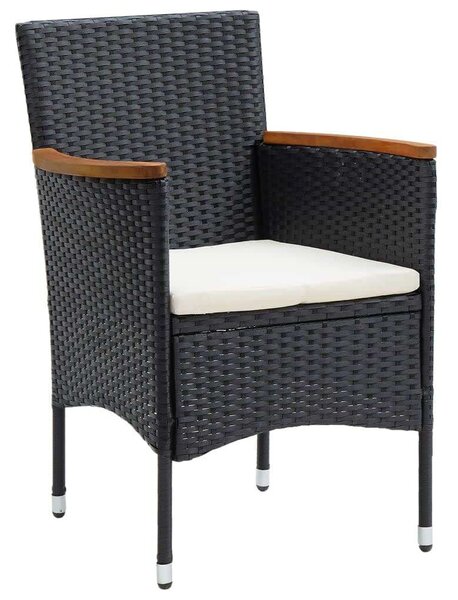 VidaXL - 5 Részes Kerti Étkezőgarnitúra - Polyrattan - Fekete