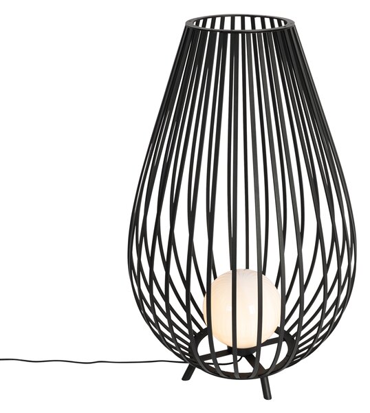 Design állólámpa fekete opál üveggel 110 cm - Angela