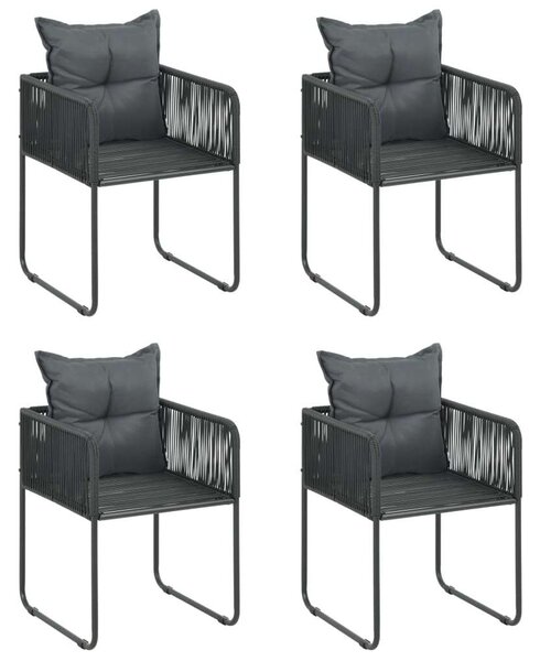 VidaXL 5 részes fekete PVC rattan kerti étkezőgarnitúra