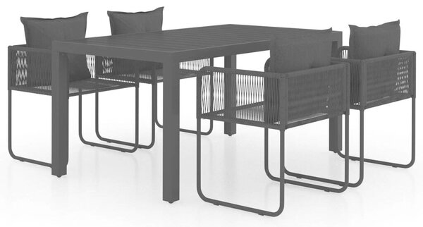 VidaXL 5 részes fekete PVC rattan kerti étkezőgarnitúra
