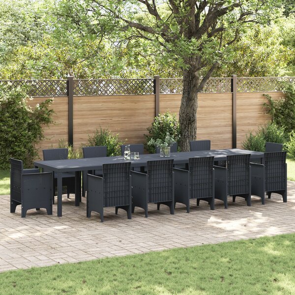 VidaXL Kerti Asztal Antracit 400x100x73 cm Poly Rattan