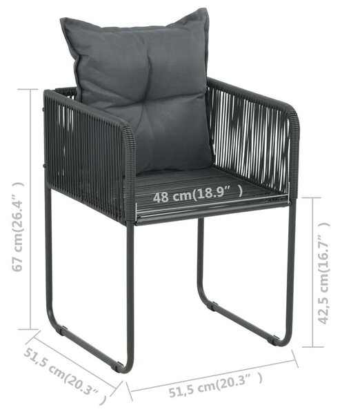 VidaXL 5 részes fekete PVC rattan kerti étkezőgarnitúra