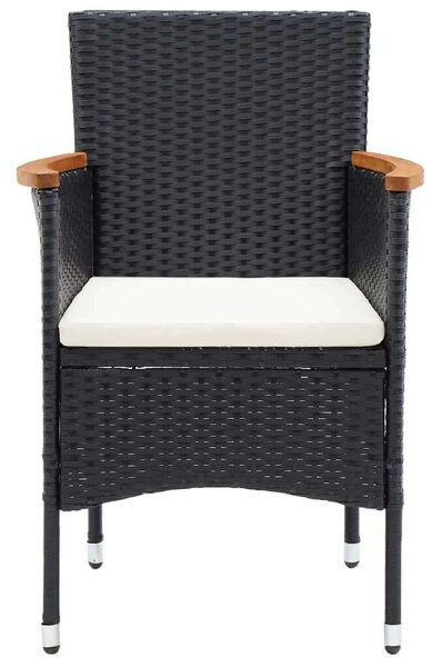 VidaXL - 5 Részes Kerti Étkezőgarnitúra - Polyrattan - Fekete