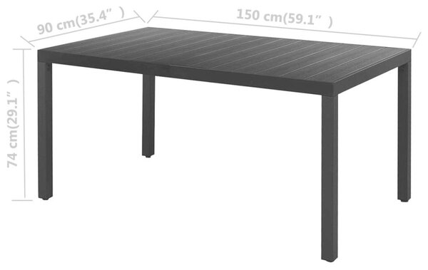 VidaXL 5 részes fekete PVC rattan kerti étkezőgarnitúra