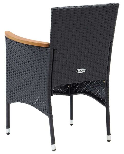 VidaXL - 5 Részes Kerti Étkezőgarnitúra - Polyrattan - Fekete