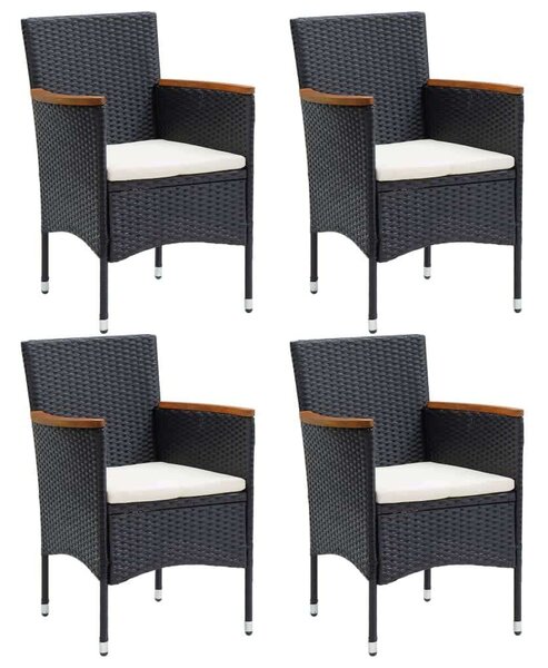 VidaXL - 5 Részes Kerti Étkezőgarnitúra - Polyrattan - Fekete