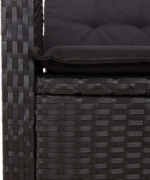VidaXL 5 részes fekete polyrattan kerti étkezőgarnitúra párnákkal