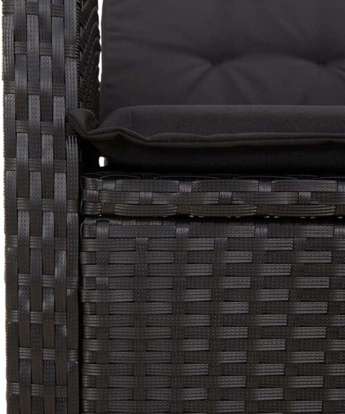 VidaXL 5 részes fekete polyrattan kerti étkezőgarnitúra párnákkal