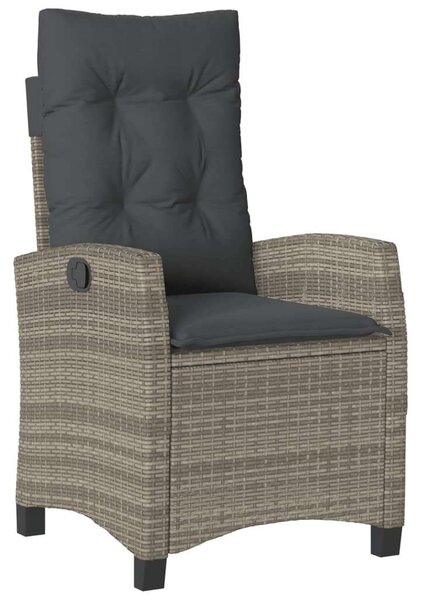 VidaXL 7 részes szürke polyrattan kerti étkezőgarnitúra párnával