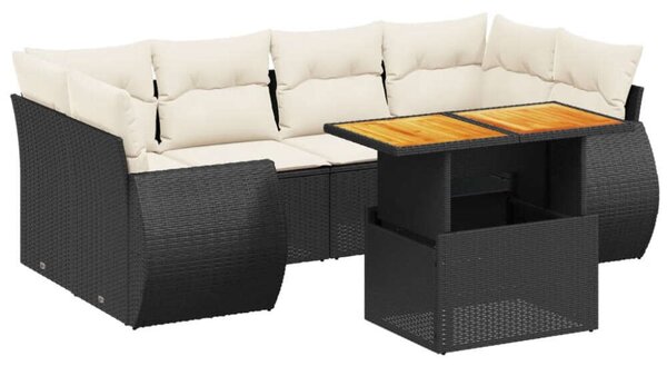 VidaXL Polyrattan Kerti Ülőgarnitúra - 7 részes - Fekete