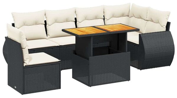 VidaXL 7 részes Polyrattan Kerti Ülőgarnitúra - Fekete