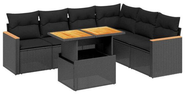 VidaXL Polyrattan Kerti Ülőgarnitúra - 7 részes - Fekete